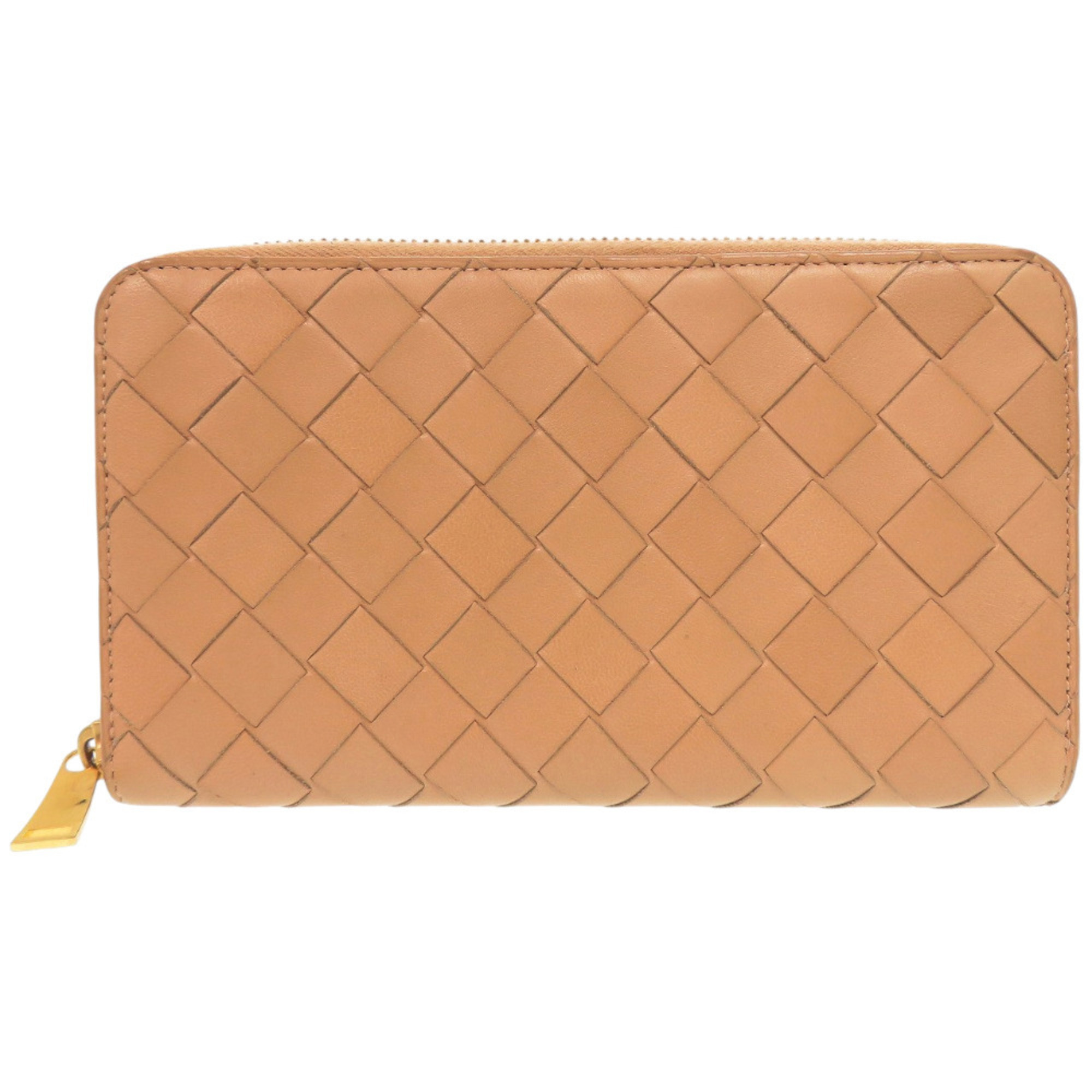 Bottega Veneta Round Zipper Maxi Intrecciato 577775 Leather Beige Long Wallet...